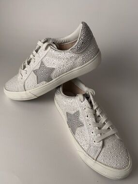 Vintage Havana studded rhinestone sneakers white bridal wedding sparkle low 7.5